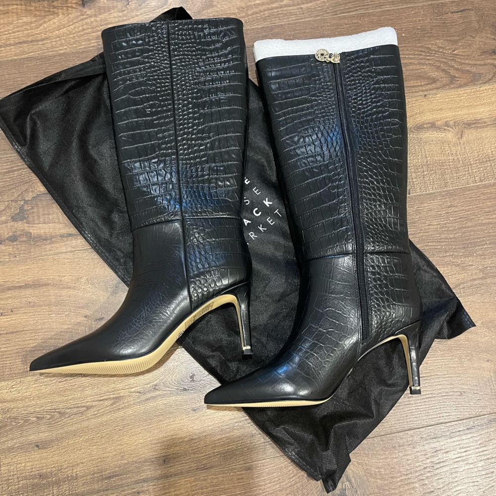 White House Black Market Croco KH High Boot Black